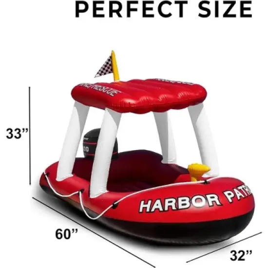 Zone Tech Inflatable Fire Boat for Kids with Water Squirter Toy Fire Rescue Theme image {1}