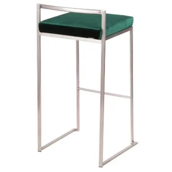 Set of 2 30" Fuji Contemporary Stackable Barstools Stainless Steel - Lumisource image {4}