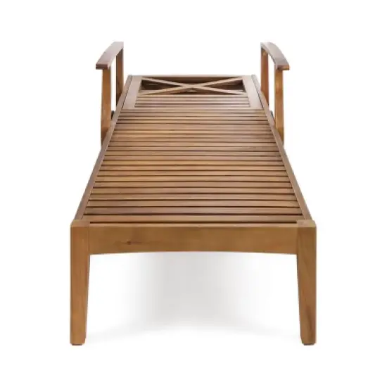 Christopher Knight Home Perla Outdoor Acacia Wood Armless Adjustable Chaise Lounge with Cushion (Set of 4) image {5}