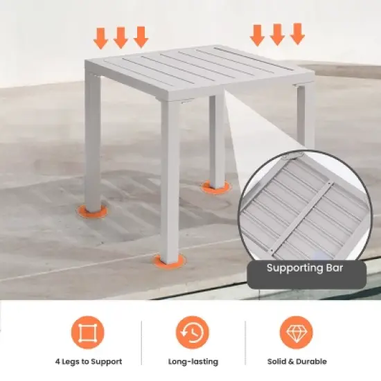 Pellebant Outdoor End Table Aluminum Square Patio Side Table image {2}
