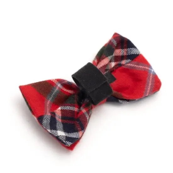 The Worthy Dog Red Plaid Bow Tie Adjustable Collar Attachment Accessory image {1}