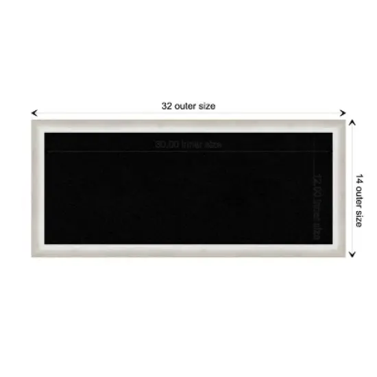 32"x14" Two Tone Wood Frame Black Cork Board Silver - Amanti Art image {9}