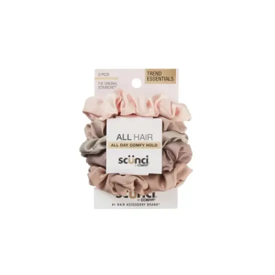 sc&uuml;nci Classic Comfort Mini Satin Scrunchies - Pinks/Tans - All Hair - 5pcs image {7}