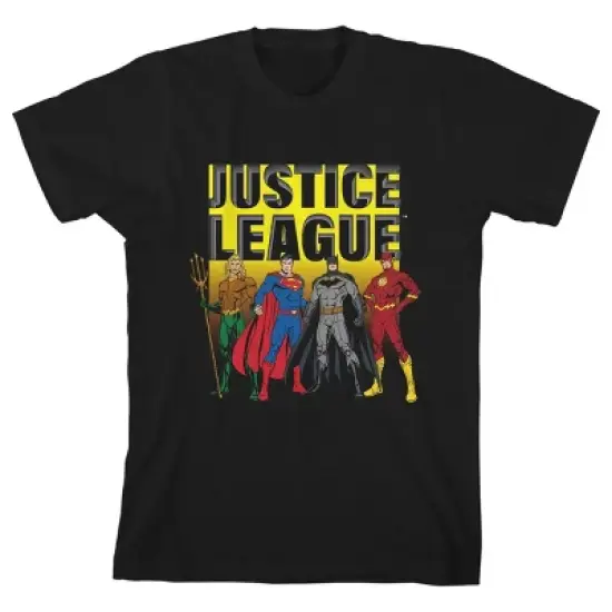 Standing Superheroes Justice League Black T-Shirt Toddler Boy to Youth Boy image {6}
