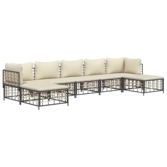 vidaXL Garden Lounge Set Anthracite, Beige image {2}