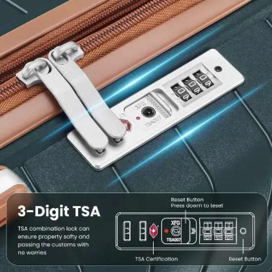 Dexmalle Expandable Lightweight Suitcase with 4 Double 360 Degrees Mute Spinner Wheels image {2}
