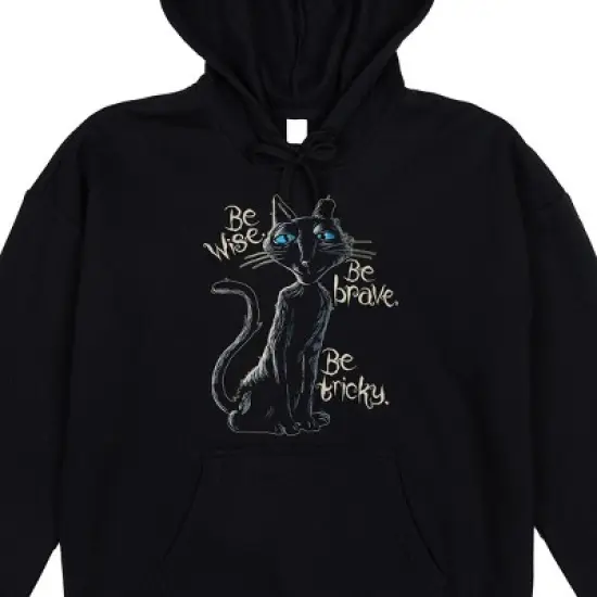 Coraline Black Cat Be Wise Be Brave Be Tricky Women's Black Long Sleeve Cosplay Hoodie image {1}