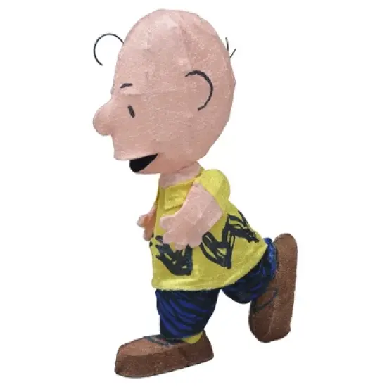 Peanuts Set of Two 32in Peanuts 3D PreLit LED Yard Art Lucy w Football and Charlie Brown, Brown image {5}