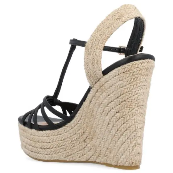 Journee Collection Womens Yara Tru Comfort Foam Buckle Espadrille Wedge Sandals image {6}
