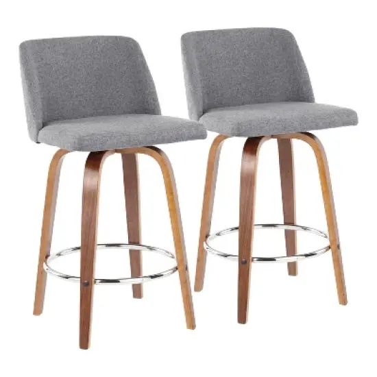 Set of 2 Toriano Mid-Century Modern Counter Height Barstools - LumiSource image {14}