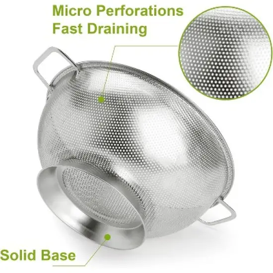 Colander Stainless Steel 3-Quart, Strainer for Kitchen Food, Dishwasher Safe image {2}
