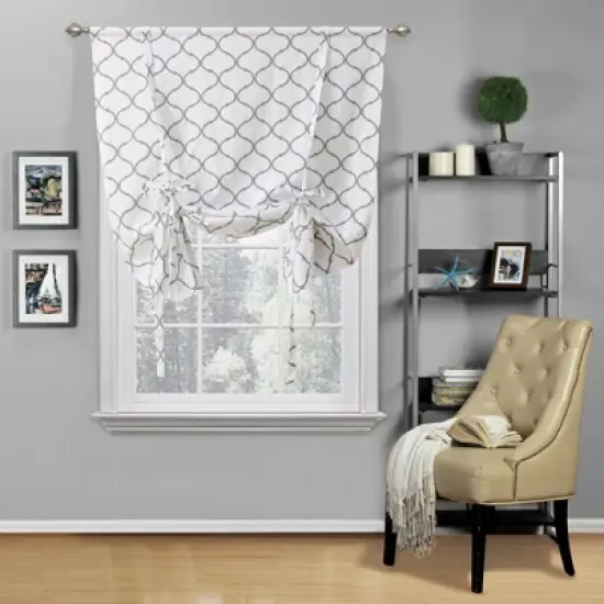 Kate Aurora Living Shabby Chic Trellis Quatrefoil Single Tie Up Window Curtain Shade image {4}