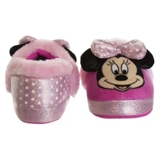 Disney Kids Girl's Minnie Mouse Slippers - Plush Lightweight Warm Comfort Soft Aline House Slippers - Light Pink (size 5-12 Toddler/Little Kid) image {5}
