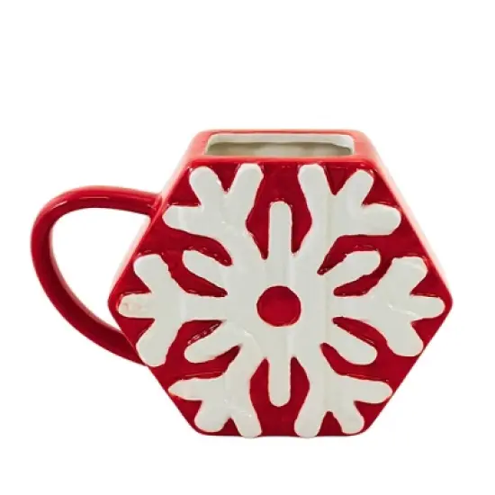 Transpac 4.25 In Snowflake Mug Christmas Seasonal Tabletop , Knit Design (1PC) image {1}
