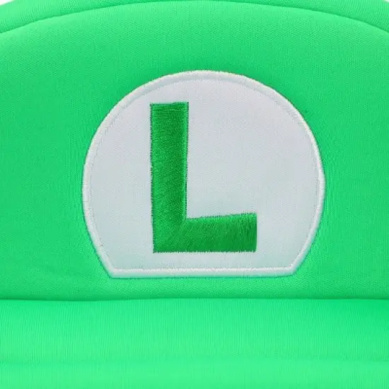 Super Mario Bros Embroidered Luigi L Patch Adult Green Beret Cap image {3}