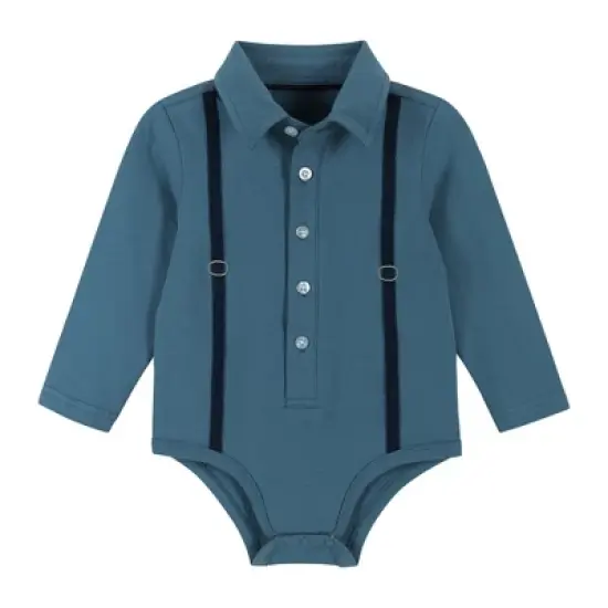 Andy & Evan  Infant  Boys Teal Suspender Shirtzie Set image {3}