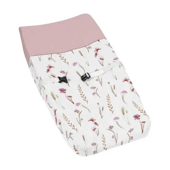 Sweet Jojo Designs Girl Changing Pad Cover Watercolor Floral Garden Rose Pink and Taupe image {6}