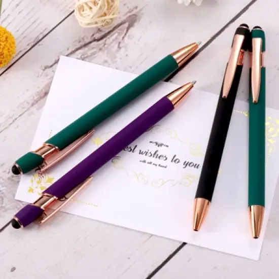 Unique Bargains Metal Black Ink Screen-touching Tip Medium Point Ballpoint Pen 6 Pcs image {4}