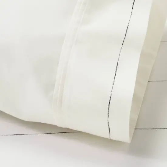 2pk Standard Cotton Percale Thin Stripe Pillowcase Set Sour Cream/Railroad Gray - Hearth & Hand&trade; with Magnolia image {2}