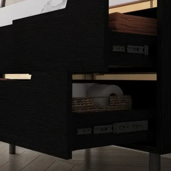 40" Wall-Mounted Bathroom Vanity with Oval Ceramic Sink, Floating Cabinet with Moisture-Resistant Countertop, Soft-Close Storage image {7}