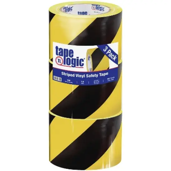 Tape Logic Striped Vinyl Tape 7.0 Mil 3" x 36 yds. Black/Yellow 3/Case T93363PKBY image {2}