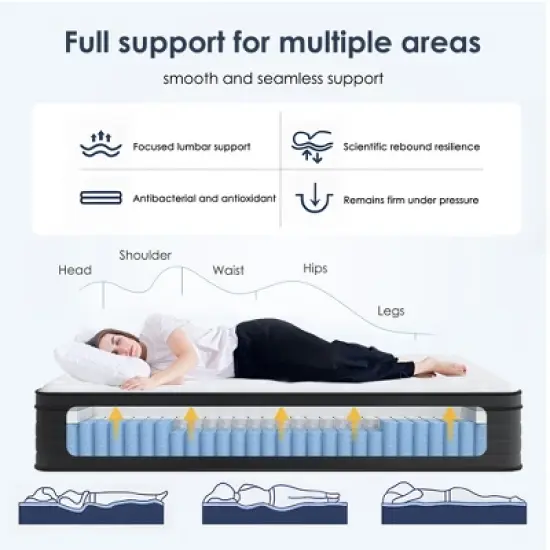 Dexmalle 8 Inch Hybrid Mattress, Individually Pocketed Innerspring image {6}