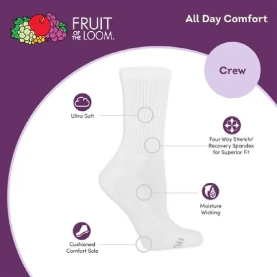 Fruit of the Loom Women's 6pk Comfort Cushion Crew Socks - 8-12 image {4}