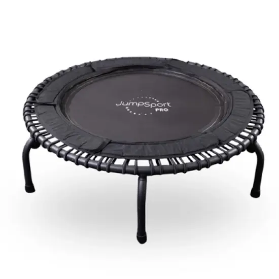 JumpSport 570 PRO Silent Indoor Heavy Duty Lightweight Large 44-Inch Diameter Fitness Trampoline with 7 Adjustable Tension Settings, Black image {1}