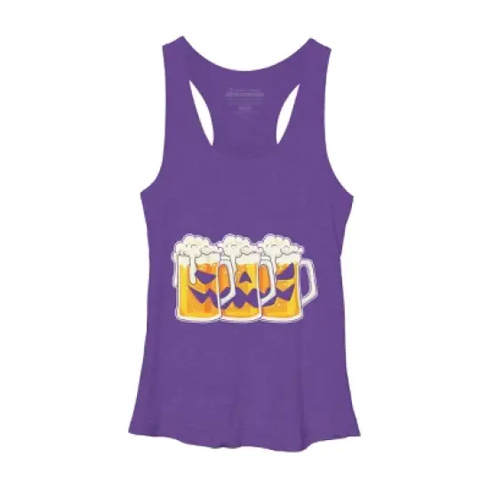 Women's Design By Humans Halloween Jack O Lantern Beer Drinking By RedBirdLS Racerback Tank Top image {11}