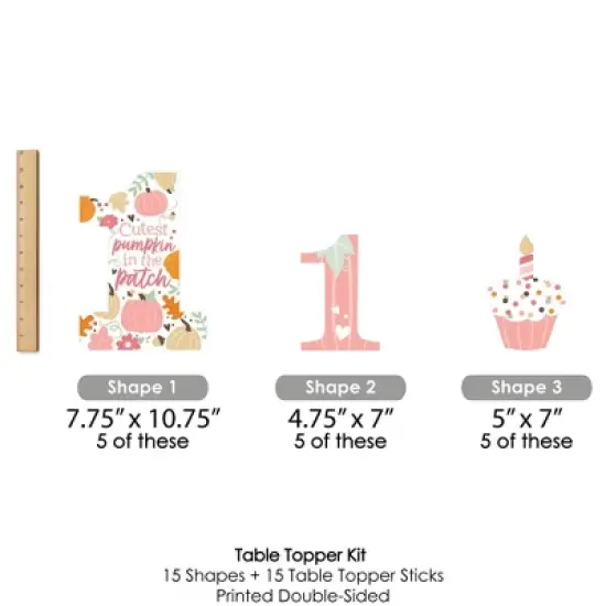 Big Dot of Happiness 1st Birthday Girl Little Pumpkin - Fall First Birthday Party Centerpiece Sticks - Table Toppers - Set of 15 image {6}