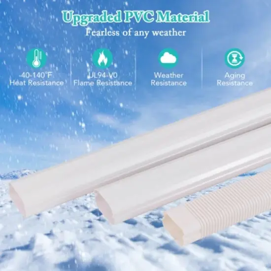 Costway 4" PVC Decorative Mini Split Line Set Cover with Flexible Duct & Straight Duct image {3}
