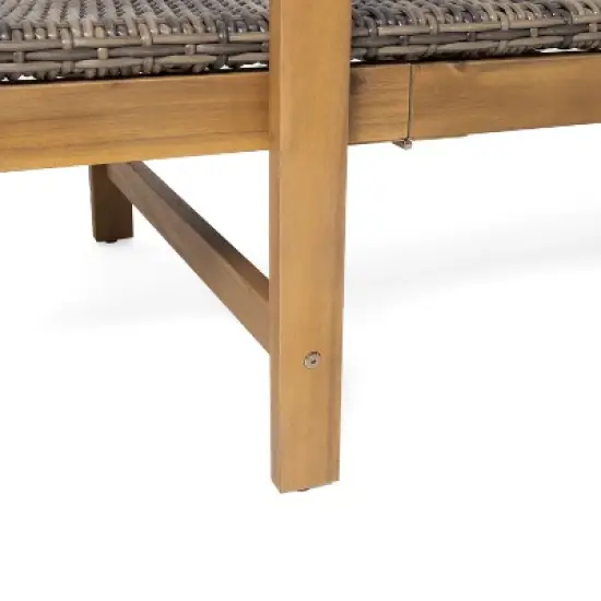 Christopher Knight Home Hampton Outdoor Acacia Wood and Wicker Adjustable Chaise Lounge image {6}