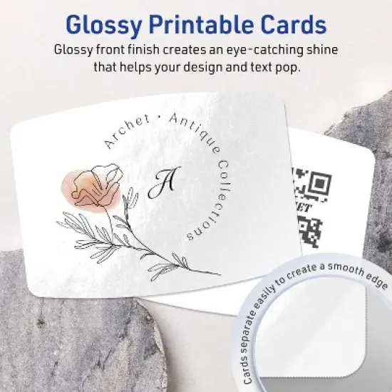 Avery Arched Rectangle Flat Cards, 5" x 7", Glossy White, 100 Total image {2}