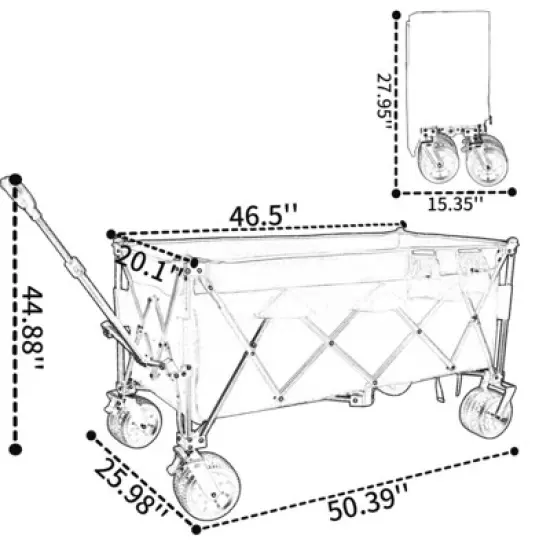 FATMOON Heavy-Duty Foldable Utility Wagon with 480lbs Capacity & 7 All-Terrain Wheels,Collapsible Storage Cart for Camping, Beach,Outdoor image {2}