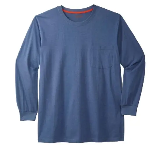 Boulder Creek by KingSize Men's Big & Tall  Heavyweight Crewneck Long-Sleeve Pocket T-Shirt - Big - 9XL, Heather Blue image {1}