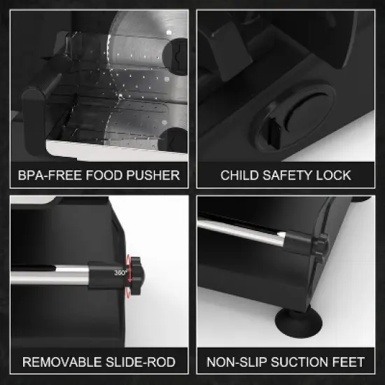 Aemego Food Slicer with Removable Stainless Steel Blade, Adjustable Thickness Black image {6}