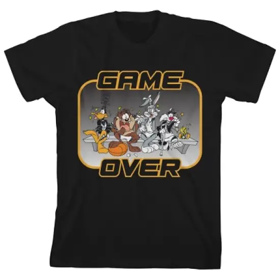 Space Jam 1996 Game Over Tired Characters Black T-Shirt Toddler Boy to Youth Boy image {4}