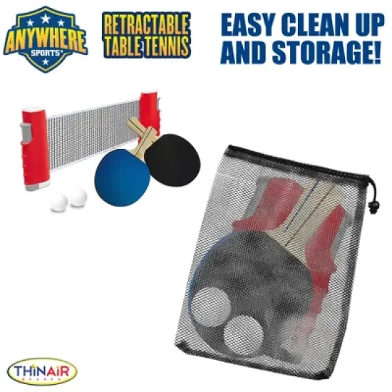 Anywhere Sports Retractable Table Tennis Set, 6pc Game with Net & Paddles image {4}