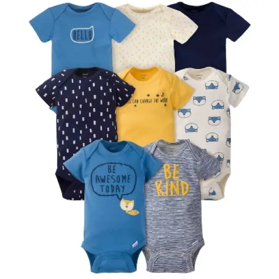 Gerber Baby Boys' Short Sleeve Onesies&reg; Bodysuits, 8-Pack image {12}