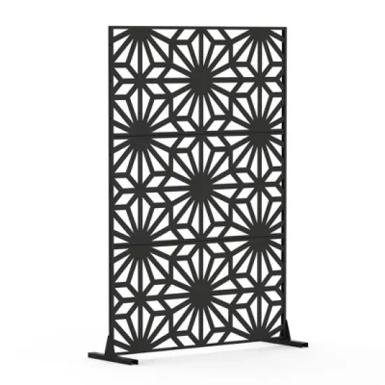 CAVINAS Patio Decorative Screen Freestanding Metal Fence Privacy Screen with Mesh Pattern for Outside and Garden image {9}
