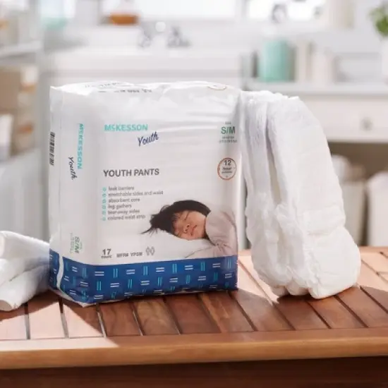 McKesson Youth Pants, Overnight Pull Up Pants - Size S/M, 38-65 lbs, 17 Count, 4 Packs, 68 Total image {1}