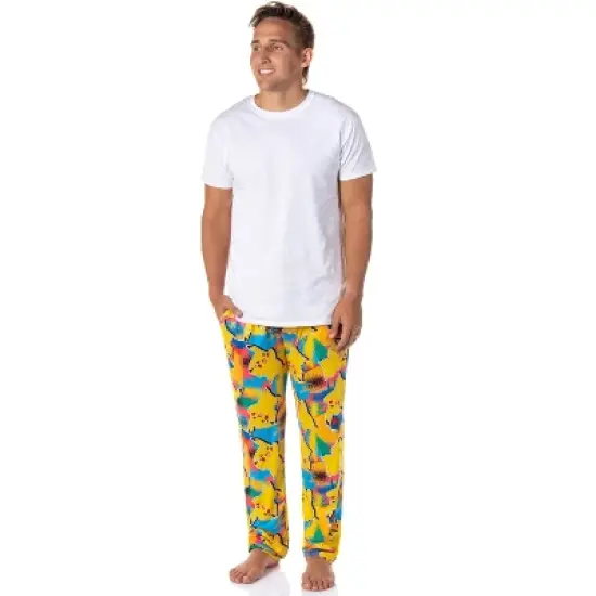 Pokemon Men's Pikachu Pajama Pants Allover Multicolor Lounge Sleep Bottoms image {1}