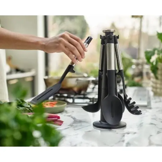 Joseph Joseph 5pc Elevate Silicone Carousel Utensil Set with Rotating Storage Stand: Kitchen Utensils, Dishwasher-Safe image {1}