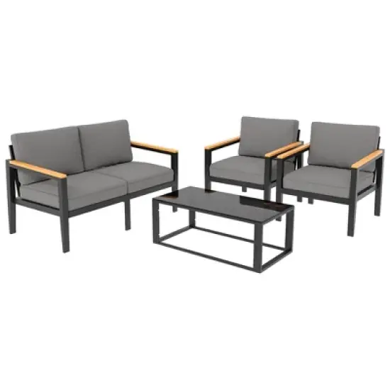 Aluminum Patio Furniture Set,4 Piece Modern Outdoor Conversation Sets image {6}