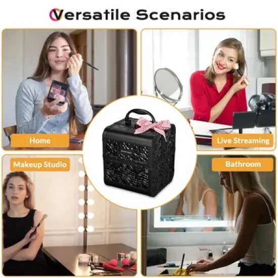 Byootique Makeup Train Case Cosmetic Organizer w/ Mirror Mermaid image {5}