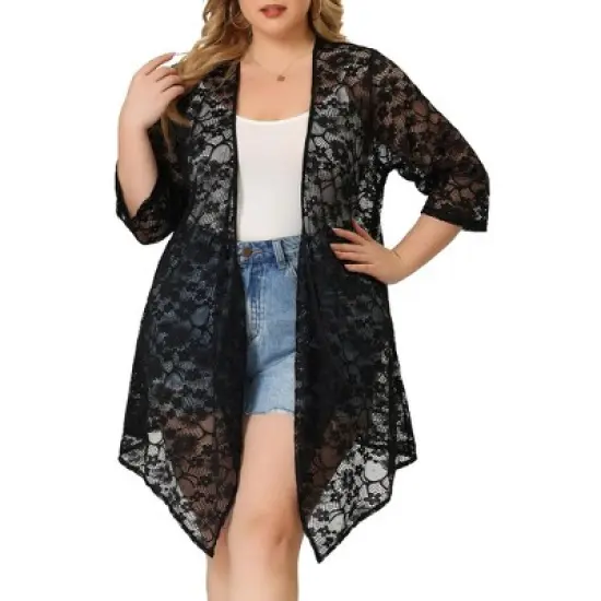 Agnes Orinda Women's Plus Size Draped Shawls Lightweight Open Front Lace Cardigans image {6}