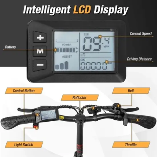 Costway 16" Folding E-Bike Portable Electric Bicycle with Peak 650 W Brushless Motor image {5}