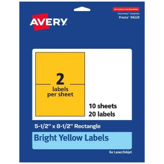 Avery Bright Yellow Paper Labels, 5.5" x 8.5" Rectangle image {10}