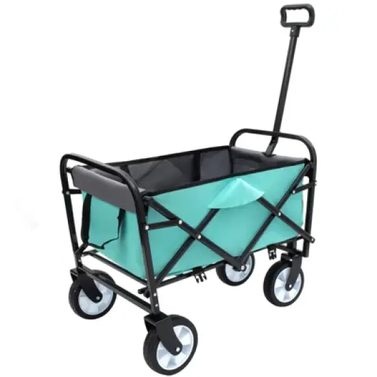DSVIMOY Collapsible Foldable Wagon Cart with Strapping, Wagon Grocery Cart for Camping Shopping Sports, Green, 25.98"*17.32"*37.4" image {5}