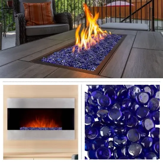 Home-Complete 10.47 lbs .75" Marbles Fire Glass Blue image {2}